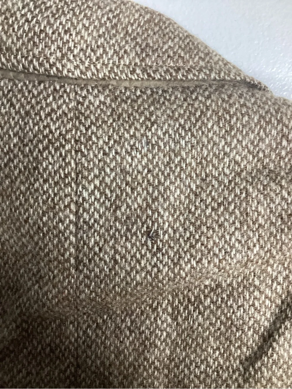 Vintage Taupe Herringbone Sport Coat with Notch Lapel 40R